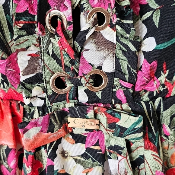 Eureka corset dress midi tealengh floral open back lined black tulle ham lined M - Picture 6 of 8